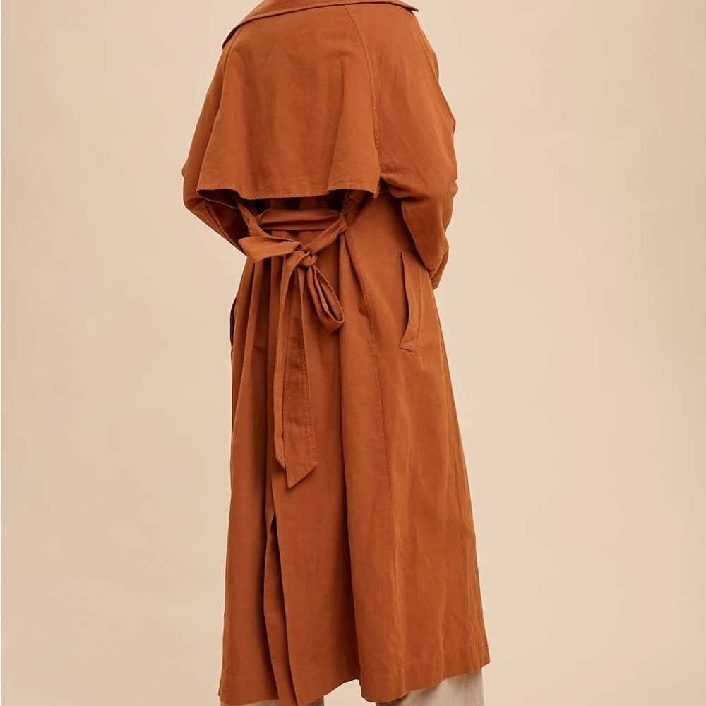 In Loom Trench coat jacket‎ - cotton linen blend -  S/M M/L pumpkin NWT **unisex